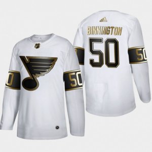 St. Louis Blues #50 Jordan Binnington Adidas White Golden Edition Limited Stitched NHL Jersey
