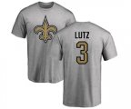 New Orleans Saints #3 Wil Lutz Ash Name & Number Logo T-Shirt