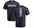 New England Patriots #28 James White Navy Blue Backer T-Shirt