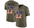 New York Giants #17 Kyle Lauletta Limited Olive USA Flag 2017 Salute to Service NFL Jersey