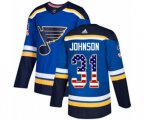 Adidas St. Louis Blues #31 Chad Johnson Authentic Blue USA Flag Fashion NHL Jersey