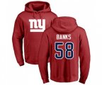 New York Giants #58 Carl Banks Red Name & Number Logo Pullover Hoodie