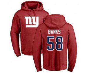 New York Giants #58 Carl Banks Red Name & Number Logo Pullover Hoodie