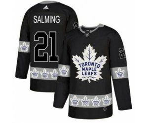 Toronto Maple Leafs #21 Borje Salming Authentic Black Team Logo Fashion NHL Jersey