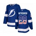 Tampa Bay Lightning #28 Luke Witkowski Authentic Blue USA Flag Fashion Hockey Jersey