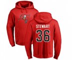 Tampa Bay Buccaneers #36 M.J. Stewart Red Name & Number Logo Pullover Hoodie