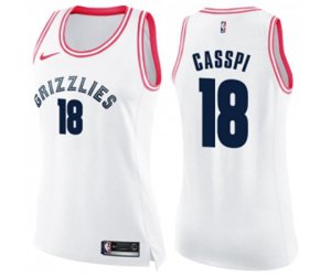 Women\'s Memphis Grizzlies #18 Omri Casspi Swingman White Pink Fashion Basketball Jersey