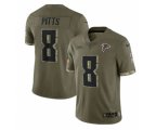 Atlanta Falcons #8 Kyle Pitts 2022 Olive Salute To Service Limited Stitched Jersey