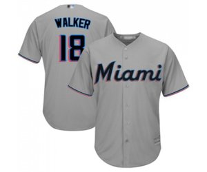 Miami Marlins #18 Neil Walker Replica Grey Road Cool Base Baseball Jersey