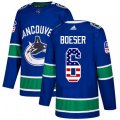 Vancouver Canucks #6 Brock Boeser Authentic Blue USA Flag Fashion NHL Jersey