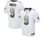 New Orleans Saints #9 Drew Brees Elite White Road Drift Fashion Football Jersey