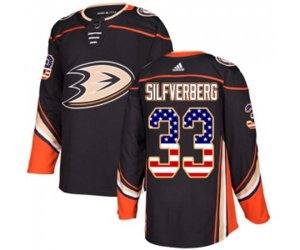 Anaheim Ducks #33 Jakob Silfverberg Authentic Black USA Flag Fashion Hockey Jersey