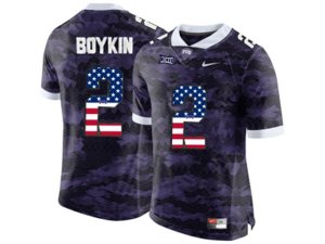 2016 US Flag Fashion Men\'s TCU Horned Frogs Trevone Boykin #2 College Limited Football Jersey - Purple