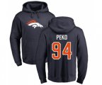 Denver Broncos #94 Domata Peko Navy Blue Name & Number Logo Pullover Hoodie