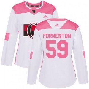 Women Ottawa Senators #59 Alex Formenton Authentic White Pink Fashion NHL Jersey