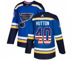 Adidas St. Louis Blues #40 Carter Hutton Authentic Blue USA Flag Fashion NHL Jersey