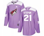 Arizona Coyotes #21 Derek Stepan Authentic Purple Fights Cancer Practice Hockey Jersey