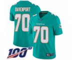 Miami Dolphins #70 Julie'n Davenport Aqua Green Team Color Vapor Untouchable Limited Player 100th Season Football Jersey