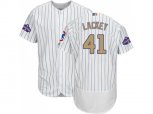Chicago Cubs #41 John Lackey White(Blue Strip) Flexbase Authentic 2017 Gold Program Stitched MLB Jersey