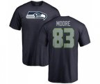 Seattle Seahawks #83 David Moore Navy Blue Name & Number Logo T-Shirt
