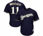 Milwaukee Brewers #11 Mike Moustakas Replica Navy Blue Alternate Cool Base Baseball Jersey