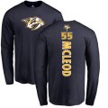 Nashville Predators #55 Cody McLeod Navy Blue Backer Long Sleeve T-Shirt