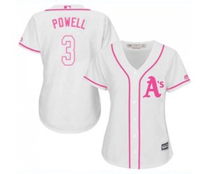 Women\'s Oakland Athletics #3 Boog Powell Replica White Fashion Cool Base Baseball Jersey
