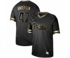 Philadelphia Phillies #47 Larry Andersen Authentic Black Gold Fashion Baseball Jersey