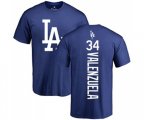 Los Angeles Dodgers #34 Fernando Valenzuela Royal Blue Backer T-Shirt