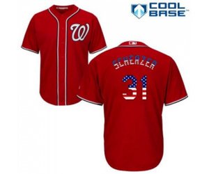 Washington Nationals #31 Max Scherzer Authentic Red USA Flag Fashion Baseball Jersey
