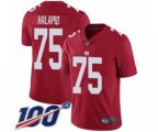 New York Giants #75 Jon Halapio Red Limited Red Inverted Legend 100th Season Football Jersey