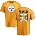 Pittsburgh Steelers #53 Maurkice Pouncey Gold Name & Number Logo T-Shirt