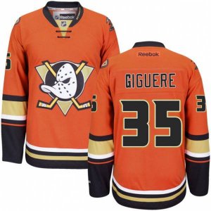 Anaheim Ducks #35 Jean-Sebastien Giguere Authentic Orange Third NHL Jersey