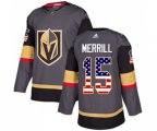 Vegas Golden Knights #15 Jon Merrill Authentic Gray USA Flag Fashion NHL Jersey