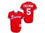 Mitchell and Ness Atlanta Braves #5 Freddie Freeman Replica Red Throwback MLB Jersey