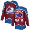 Colorado Avalanche #54 Anton Lindholm Authentic Burgundy Red USA Flag Fashion NHL Jersey