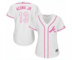 Women's Atlanta Braves #13 Ronald Acuna Jr. Replica White Fashion Cool Base Baseball Jersey