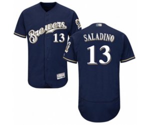 Milwaukee Brewers Tyler Saladino Navy Blue Alternate Flex Base Authentic Collection Baseball Player Jersey