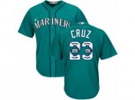 Seattle Mariners #23 Nelson Cruz Authentic Teal Green Team Logo Fashion Cool Base MLB Jersey