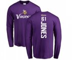 Minnesota Vikings #61 Brett Jones Purple Backer Long Sleeve T-Shirt