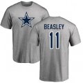 Dallas Cowboys #11 Cole Beasley Ash Name & Number Logo T-Shirt