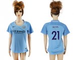 2017-18 Manchester City 21 SILVA Home Women Soccer Jersey