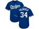 Los Angeles Dodgers #34 Fernando Valenzuela Authentic Royal Blue Team Logo Fashion Cool Base MLB Jersey