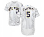 Milwaukee Brewers #5 Cory Spangenberg White Home Flex Base Authentic Collection Baseball Jersey