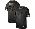 Oakland Athletics #56 Fernando Rodney Authentic Black Gold Fashion Baseball Jersey
