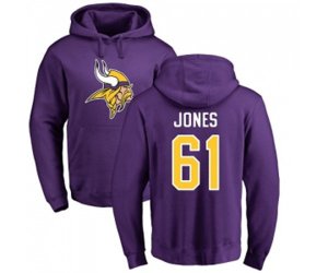 Minnesota Vikings #61 Brett Jones Purple Name & Number Logo Pullover Hoodie
