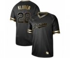 Cleveland Indians #28 Corey Kluber Authentic Black Gold Fashion Baseball Jersey