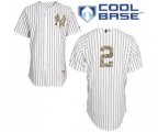 New York Yankees #2 Derek Jeter Authentic White USMC Cool Base Baseball Jersey