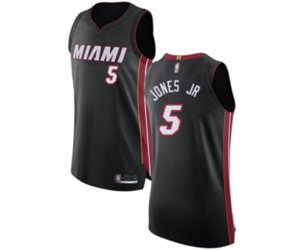 Miami Heat #5 Derrick Jones Jr Authentic Black Basketball Jersey - Icon Edition