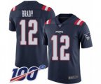New England Patriots #12 Tom Brady Limited Navy Blue Rush Vapor Untouchable 100th Season Football Jersey